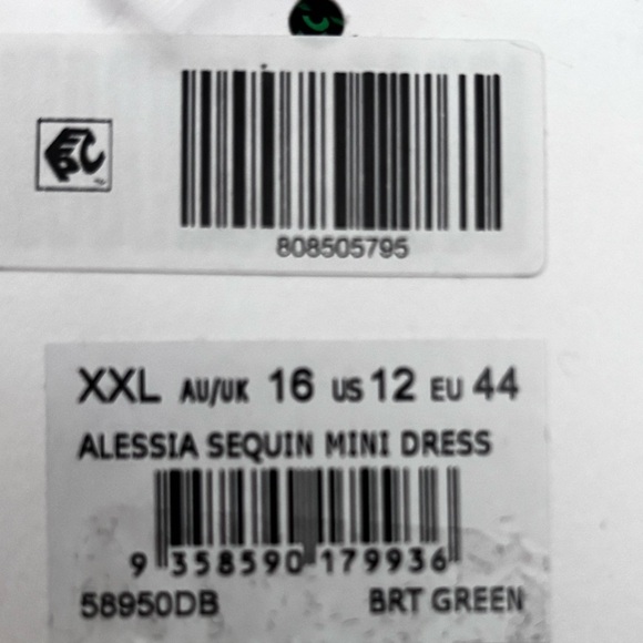 BARDOT Alessia Sequin Mini Dress in Bright Green Size 12 - Picture 11 of 12